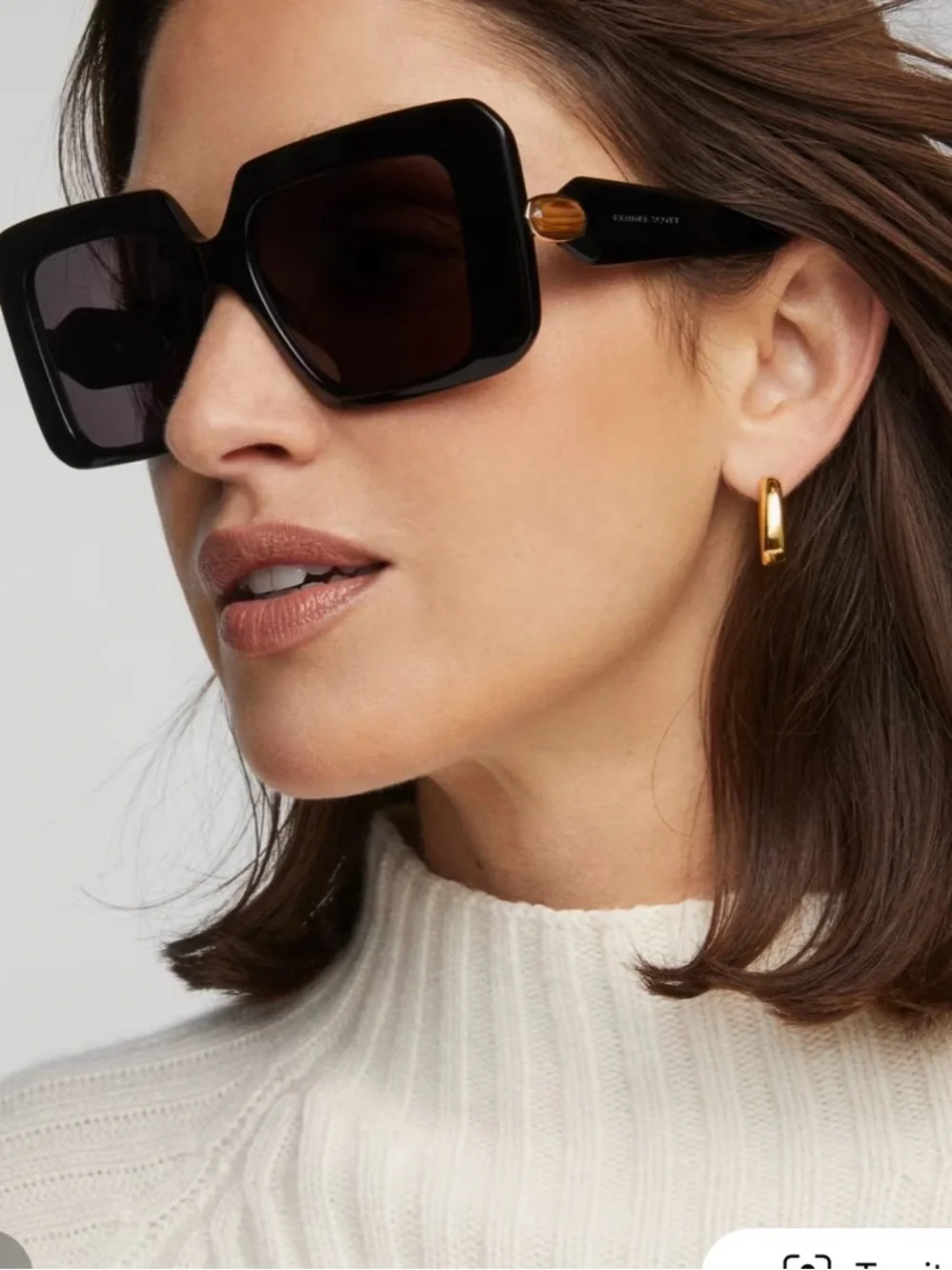 Kendra Scott Black Oversized Square Sunglasses with Pink Lenses